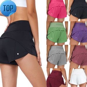 lulu Shorts conjuntos de yoga Deporte para mujer Hotty Hot Casual Fitness Yoga Leggings Lady Girl Entrenamiento Gimnasio Ropa interior Correr con bolsillo con cremallera en el