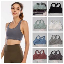 LL – soutien-gorge de sport pour femmes, débardeur Sexy, gilet de Yoga serré avec coussinet de poitrine, sans beurre, vêtements athlétiques doux, Fitness, Logo personnalisé