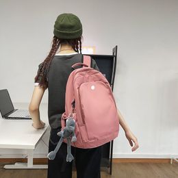Lulu Women Yoga Sacs d'extérieur Simple Monochrome Nylon Backpack Casual Gym Student Schoolbag Knapsack 5 Couleurs