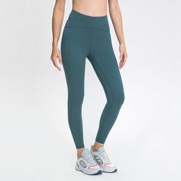 luluCross Pantalon de yoga en maille taille haute pour femme, leggings pour course à pied, fitness, entraînement, sport, pantalon de gym, taille haute, couleur unie, pleine longueur