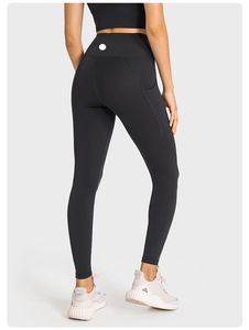 Lululemenly Mujeres Yoga Leggings Push Fitness Longitud Fulululemenly Suave Alto Lululy Limón Cintura Bolsillo lateral Levantamiento de cadera Elástico Casual Pantalones para correr 7 colores Ll651