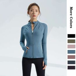 lululemenly Costume de yoga pour femme, veste de sport de fitness, chaîne à capuche mate à séchage rapide, veste décontractée à manches longues