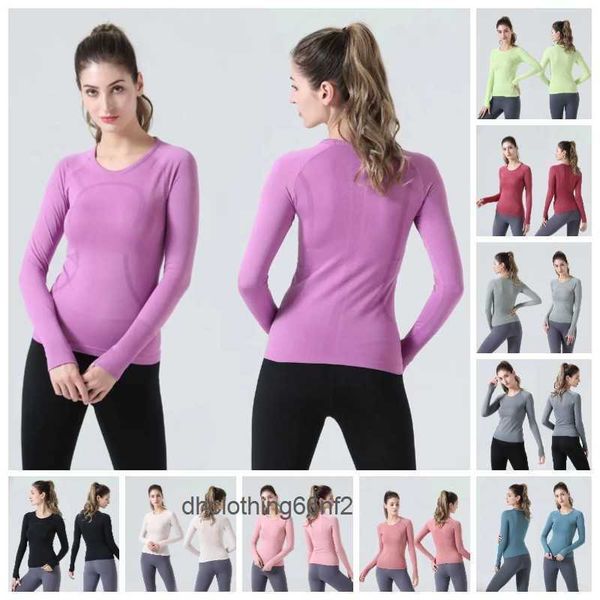 Lululemens Outlets para mujer Yoga Camisas de manga corta Swiftly Tech Mujeres Deporte Top Transpirable Secado rápido Entrenamiento de nylon Camiseta desnuda 220 VJ0J