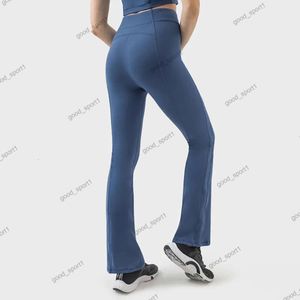 Lululemo Pant Micro Flar La Vared Pants Hoogstijging Panty's Zipper Taille Tailleren Yoga Leggings Slim Fit Zreetbroeken Naked Feeling Vrouwen broek Lululem Pant 543