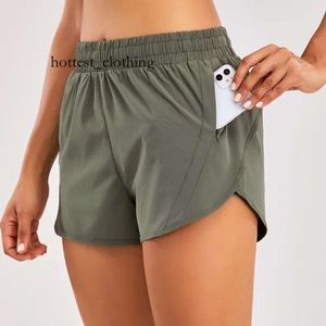 Lululemo shorts dames yoga-outfit hoge ontwerper korte shorts fitness kleding meisjes rennen stretch zip zakken broek gevoerde drawstring size s-xxl 1286