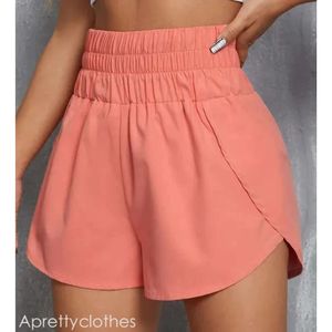 Lululemo accélère la hauteur de taille courte à taille courte short sportif féminin set sèche rapide des vêtements de course à pied arrière zipper poche fitness yoga 49