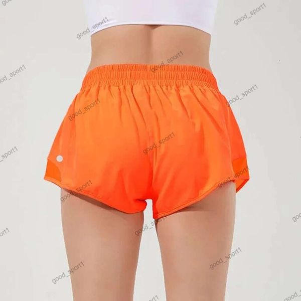 Lululemo Femmes Pant Hotty High Waited Athletic Shorts avec doublure et poche zip Running Loose Workout Gym Yoga Sexy Shorts chauds pour Summer Lululrmon Pant 371