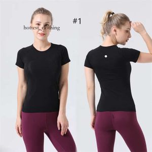 Lululemo Womens Yoga tenue tshirts shirts theswear vêtements extérieurs gymnase adulte décontracté courir les hauts à manches courtes respirant 2841