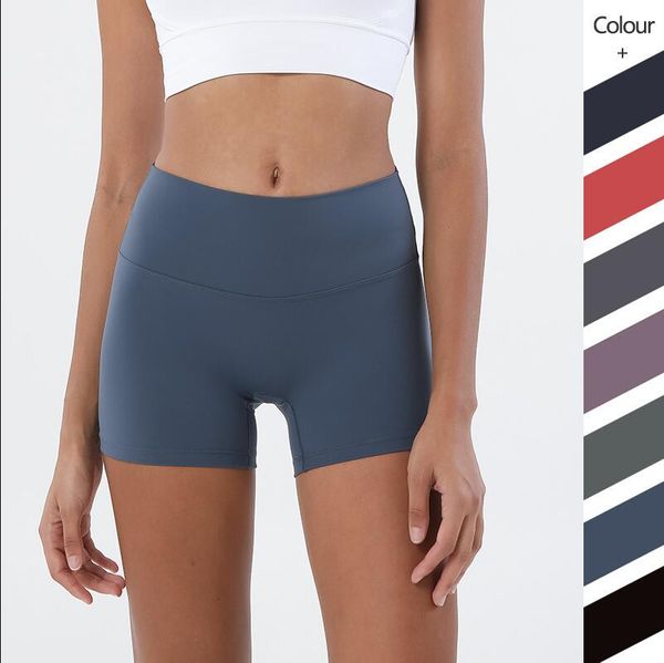 lululemom Tenues de Yoga pour Femmes Taille Haute Shorts Bleus Pantalons Courts d'exercice Pantalons Courts serrés de levage de hanche vêtements de Fitness Filles en Cours d'exécution Pantalons de Gym pour Adultes élastiques Shorts de Sport