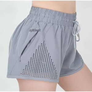 Lulumon shorts Nieuwe lente/zomer sport dames lopende capris anti glans yoga nep twee stukken fitness shorts