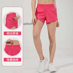 Lulumon shorts die vrouwen lopen in de zomer, los ademende, snel drogende kwartbroek afslank, zijzakken voor fitness en sportshorts