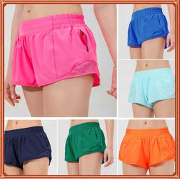 Lulus-08 ontwerpers yogashorts voor dames Pasvorm Ritszak Hoge taille Sneldrogend lulus lemon Damesstrain Short Losse stijl Ademend gymkwaliteit Klassieke trend 80ess