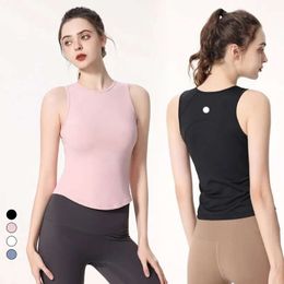 Lulus Designer Tank Top Yoga Summer Style Slim Fit Sports Vest Dames Mouwloze set Gym Training Pilates Mode kleding