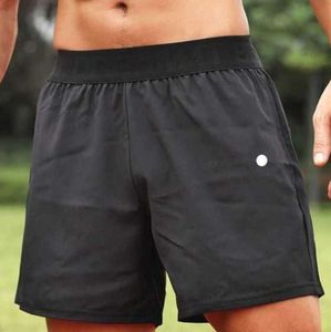 Lulus hommes Yoga sport Shorts plein air Fitness séchage rapide Lululemens couleur unie décontracté course quart pantalon mince Le même modèle pour les célébrités d'Internet