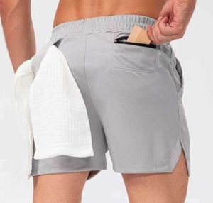 Lulu shorts hommes Yoga Shorts Camos respirant pantalon de sport avec boucle de serviette lâche lululemen course décontractée pantalon de survêtement court en gros