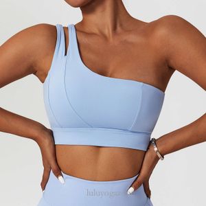 LL-980 Tanktop Crop Top Designer Sexy Dames Sportbeha Borstkussen Schoonheid Terug Eén schouder Fiess-ondergoed Push-up Yoga Crop Top BH's Effen atletisch vest Fiess-top