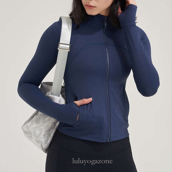 LL-674 Femme Yoga veste concepteur manteau de course taille mince été automne poche latérale course séchage rapide hauts veste de Sport avec trou pour le pouce femmes vêtements de Sport