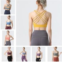 Lulus dames sport beha kruisen acht streep top yoga fitness naakt comfortabele hoge elastische jurk xs