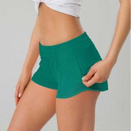 lulus dames Zomer Yoga Hotty Hot Shorts Ademend Sneldrogend Sportondergoed Womens Pocket Running Fitness Pants Princess Sportswear Motion current 82ess