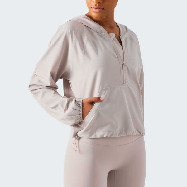 Lulus-chaquetas de Yoga con protección solar para mujer, chaqueta holgada y transpirable con cremallera, Top deportivo ajustable de secado rápido, ropa de Fitness