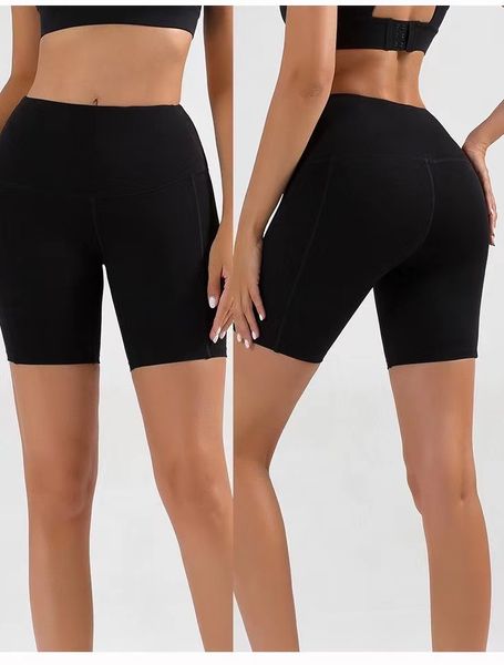 Calças de ciclismo femininas luluYoga Capris bolso apertado primavera/verão secagem rápida cintura alta levantamento de quadril shorts esportivos fitness