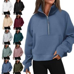 Lu Lu Yoga Half Zip Sweatshirts Lululemenlu Womens Cropped Hoodies Fleece Womens Quarter Zip Up Pullorers Pulls Fall Tenues d'hiver Rcjt Wholesale
