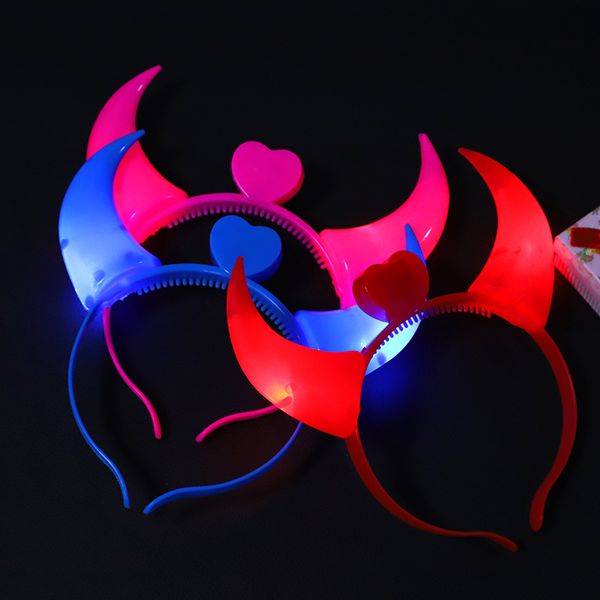 Coiffe en corne luminescente, lampe à corne flash, concert de serre-tête, accessoires de fête, stands de jouets pour enfants, vente à chaud et vente en gros