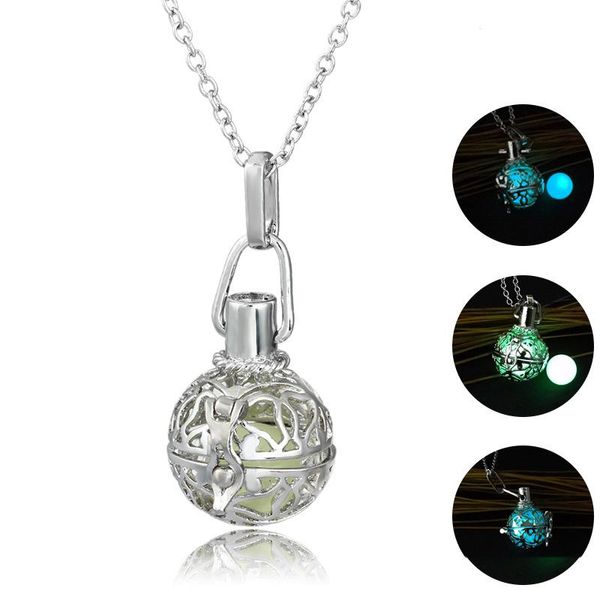 Colliers de perles lumineuses Pot de levage creux collier médaillon créatif cadeau de saint valentin Antique encensoir Fluorescent Pot pendentif bijoux