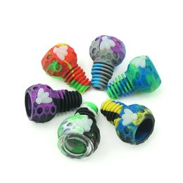 Bols de liminais en silicone en silicone fumant des bols bols glisse de 14 mm de m￩lange masculin 18 mm couleurs avec conception de style en nid d'abeille pour les conduites d'eau en verre