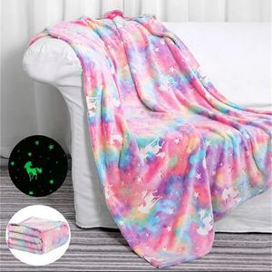 Lichtgevende deken Zacht pluizig Glow in the Dark Schattig Gezellig Gloeiend All Season Throw Plush Kinderen Airconditioning Quilt 240304