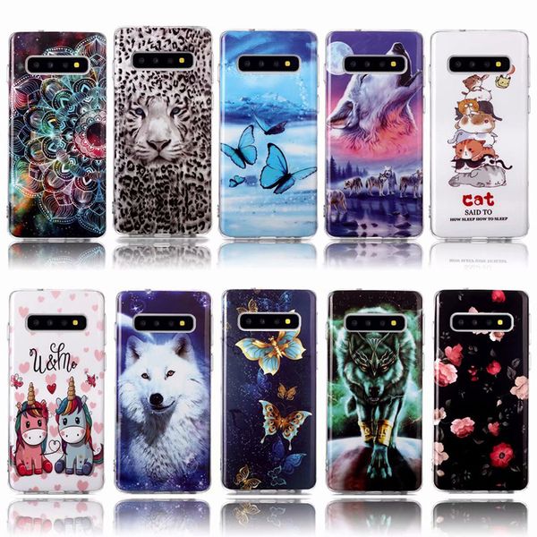 Luminoso dibujos animados mariposa flor encaje leopardo tigre lobo suave TPU gel caso para Samsung S30 PLUS Ultra A42 A21S A31 A51 A71 5G psmart 2021