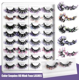 Coules de couleur lumineuse Faux de vision de vison 3D Épaisses longues False False Filins Sequins Full Strip Eye Lash Extension MakeUp5030743