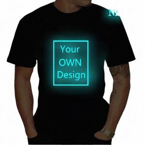 T-shirt personnalisé lumineux pour hommes femmes T-shirts Faites votre conception Logo Texte Imprimer Conception originale Cadeaux de haute qualité Cott Tshirt 37vX #