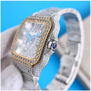 Quartz en diamant lumineux montre pour hommes: montre du bracelet en acier 889616