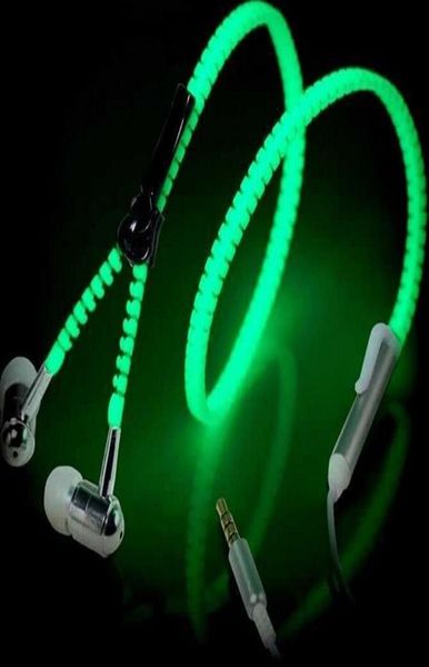 Écouteurs lumineux Zipper Bass Headphones Glowing Casque Sport Fil Écouteur avec Microphone pour iPhone 6 7 8 Samsung Galaxys 7 8 2117928
