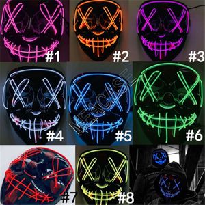 Masques faciaux lumineux pour Halloween Designers LED Masque d'horreur rougeoyant Purge Face Cover Costume DJ Party Light Up Masques Glow In Dark DHL D81805