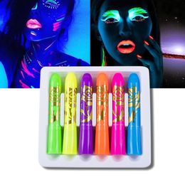 Lichtgevende Gezichtsverf Kleurpotloden Glow in The Black Light Body Paint Kits Fluorescerende Mardi Gras Halloween Make-up Marker voor kinderen