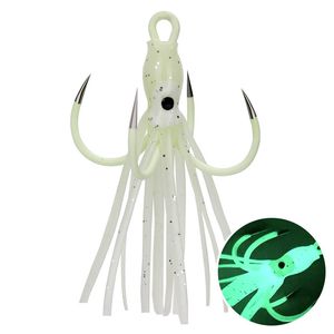 Lichtgevende Fishhook 4 Carbon Steel Fish Hook Lokken Vissen Accessoires omvatten Squid White Outdoors Pailletten 1 8LJ L2