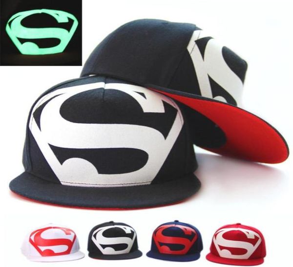 Capluche fluorescente lumineuse Superman039S HIP HOP HOP dans le Hiphop Cap Flat Summer Hat Baseball Cap2057509797445