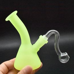 Luminous Glass Bubbler Water Bongs Hookahs Roken Glas Olie DAB Rigs Pipes Downstam Perc Heady met 10mm Oil Bowl