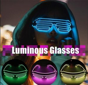 Lunettes lumineuses Masques de fête Décorations d'Halloween Glow in the Dark Spectacles Multicolor LED Glass A02