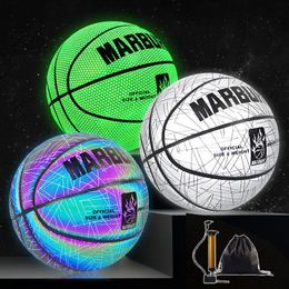 Luminous Glow Basketball Taille 7 # Youth Man Holographic Reflection Cool Basketball Balls Street Cadeaux gratuits 231227