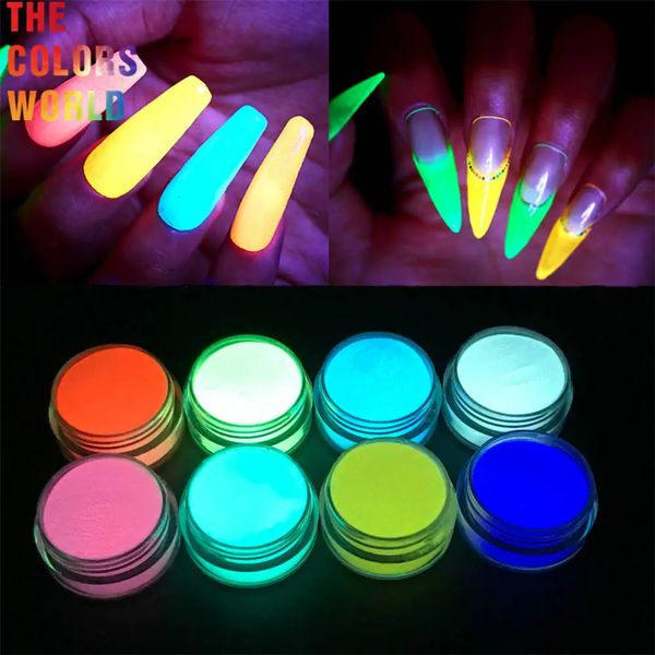 Accesorios luminosos de brillo en polvo oscuro en polvo luminoso Pigmento Polvo de cristal para la extensión de arte de uñas Noche de pesca 2312227