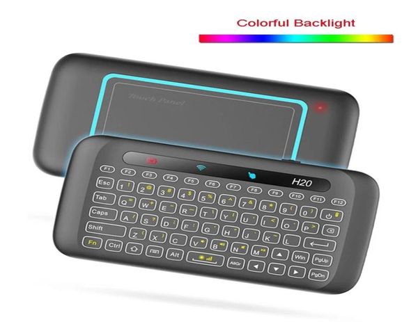 Luminous H20 Mini Mini Wireless Keyboard rétro-éclairage tactile pavé de pavé souris IR Remote maigre pour Andorid Box Smart TV Windows3781843