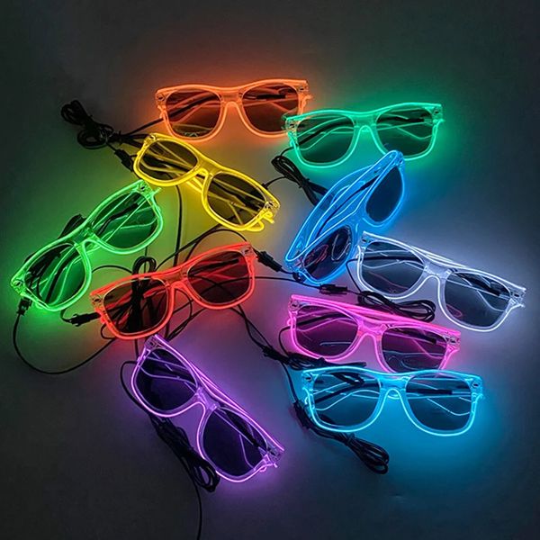 Lunettes LED lumineuses, lunettes de soleil scintillantes pour fête d'enterrement de vie de jeune fille, avec lumière néon fluorescente, accessoires décoratifs pour Bar d'anniversaire, 240301