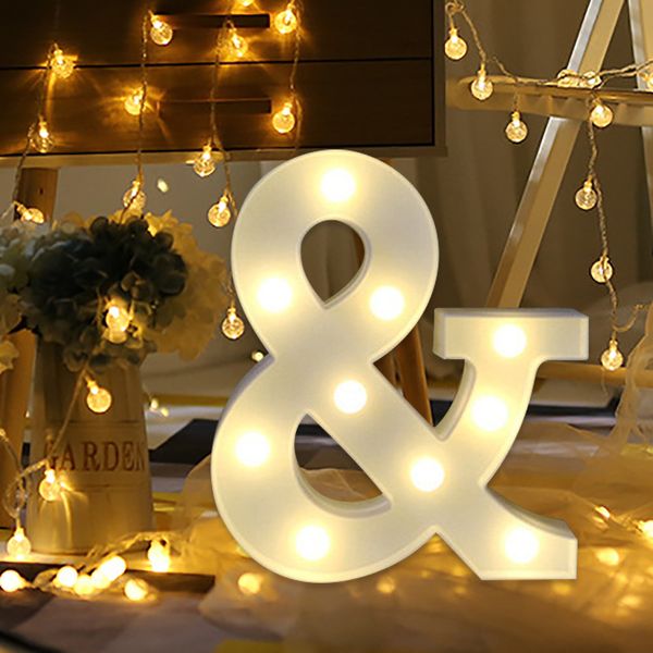 Luces de letra led luminosa en inglés Alphabeto Night Light Light Romantic Wedding Farty Decle Lights Led Night Lámpara