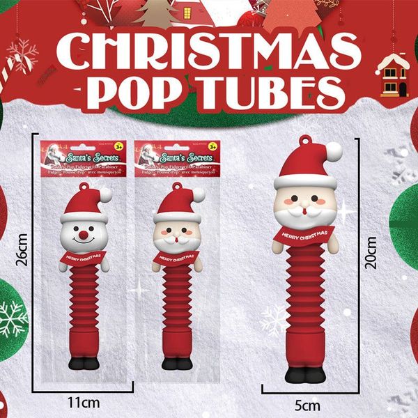Lumineux Lumineux Santa's Telescopic Stretchy Tube Christmas Santa Claus Snowman Doll Stiring Décompression Toys 1018