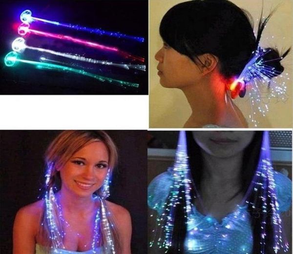 Jouet lumineux lumineux Extension de cheveux LED Flash Braid Party Girl Glow par fibre optique Noël Halloween Night Lights Décorationa393679559