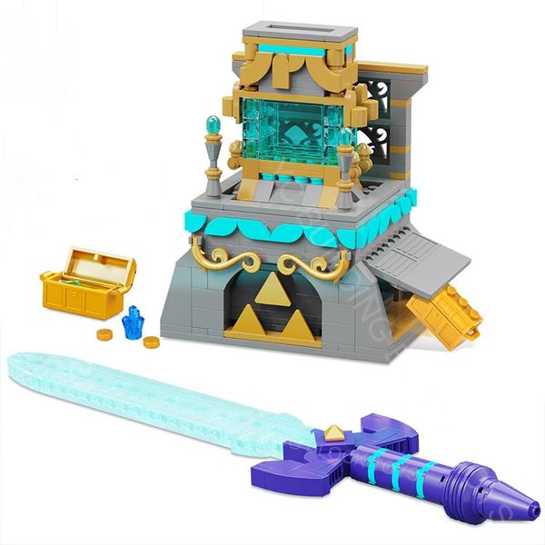 Luminous Master Sword Blocals Blocs Set Building Block Legend Famous Games Micro Hyrule Castle Assembly Toys for Kids Gifts 240420