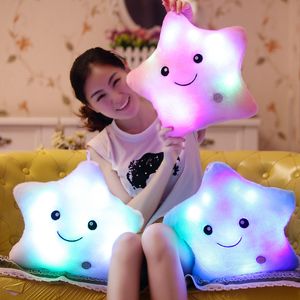 Lichtgevend feestkussen 35x38cm stervormig LED -licht plush kussen Valentijnsdag kinderen verjaardagscadeaus huizendecoratie